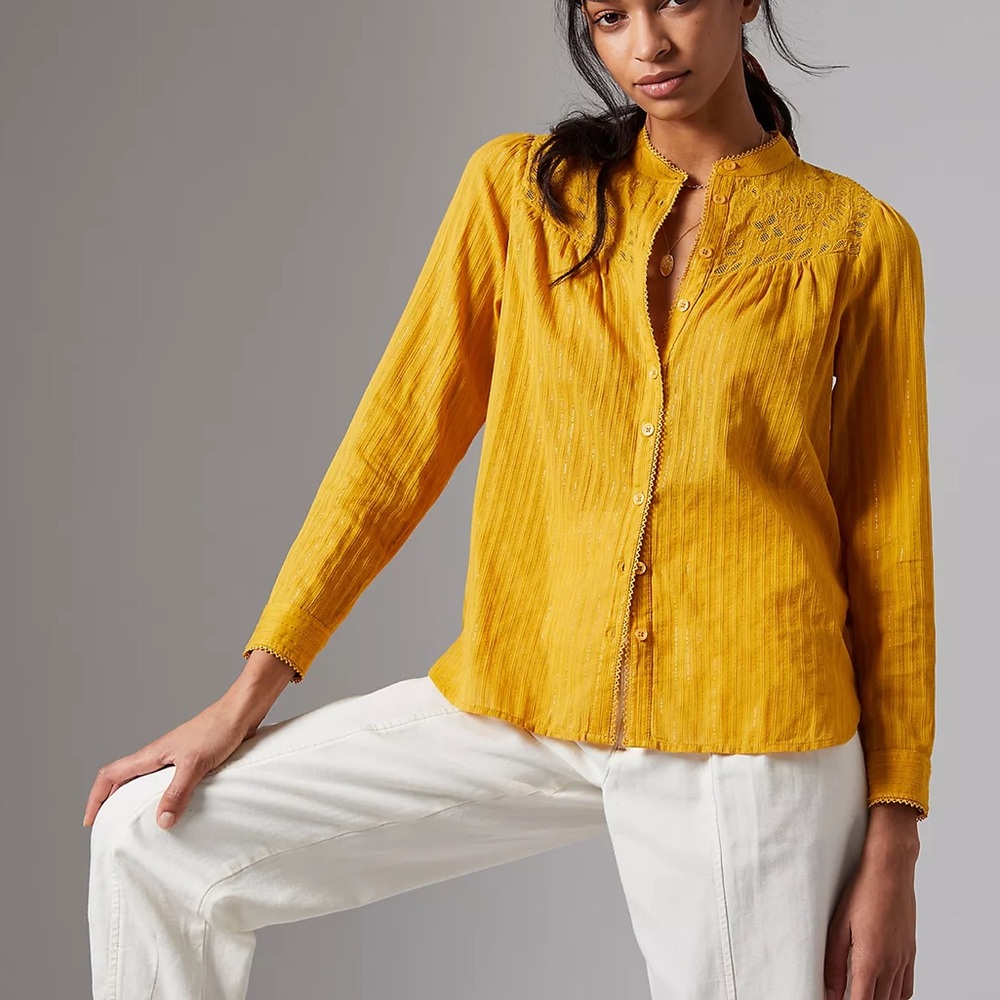 Pilcro Anthropologie The Victoria Lace Button Down Shirt Size 8